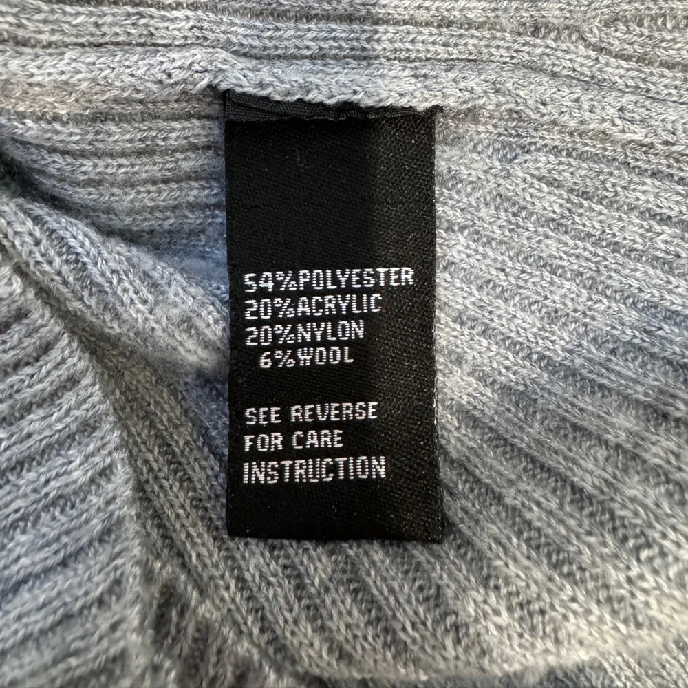 Cliche Gray Ribbed Ruffle Shoulder Wool Blend Sweater (S) - Picture 7 of 7